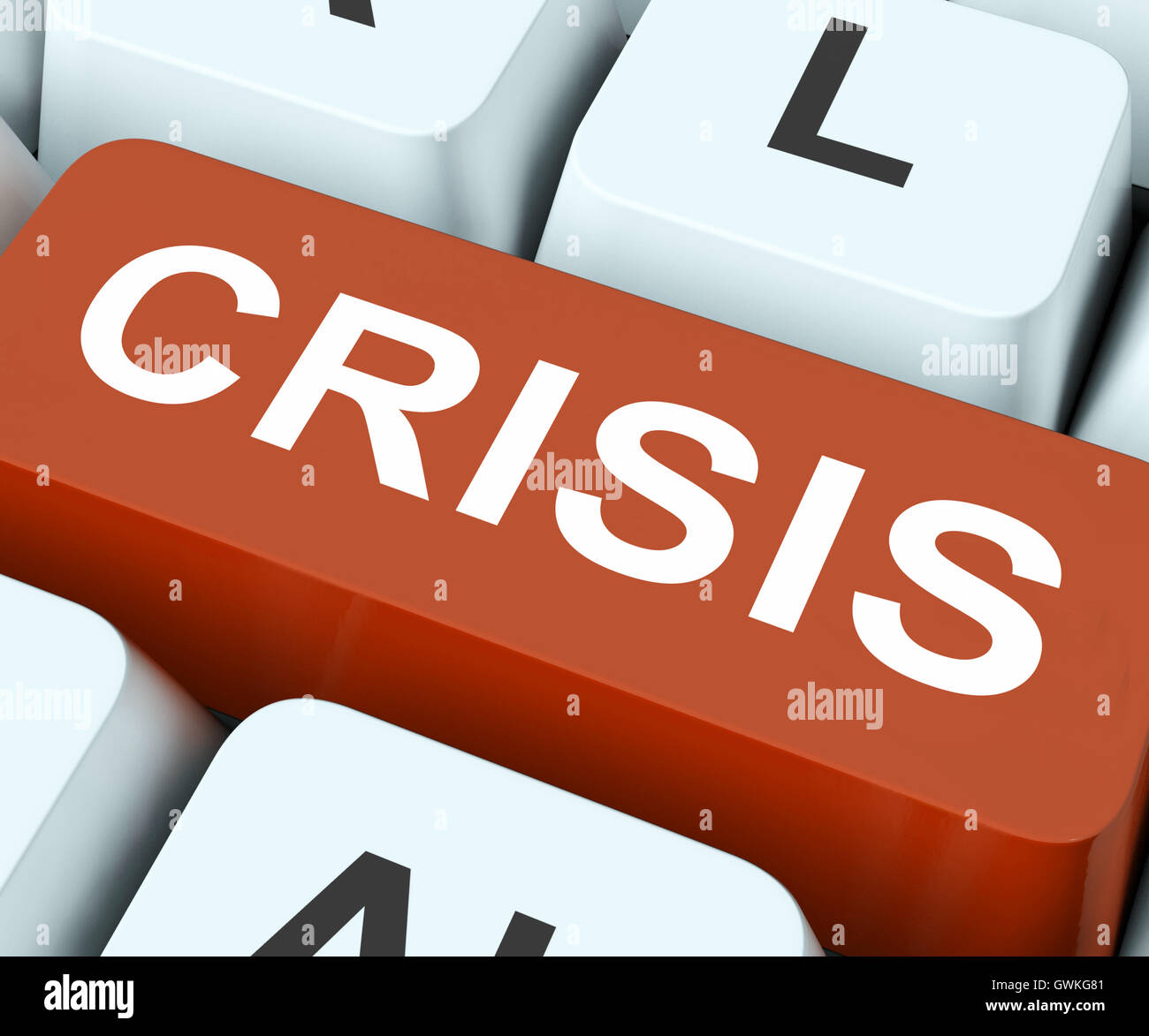 Crisis Key Means Calamity Or Situation Stock Photo
