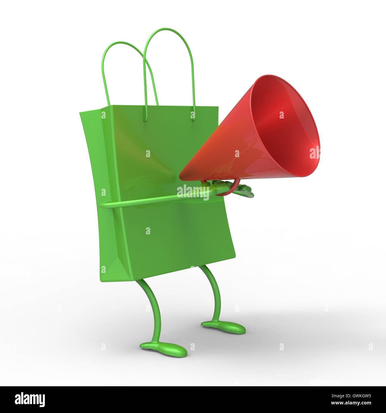 Shopping Bag With Megaphone Showing Sale Announcement Stock Photo Alamy