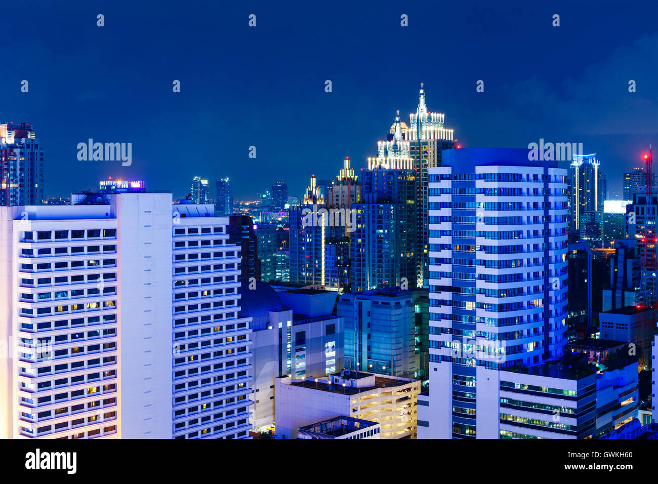 Bangkok skyline at night Stock Photo - Alamy