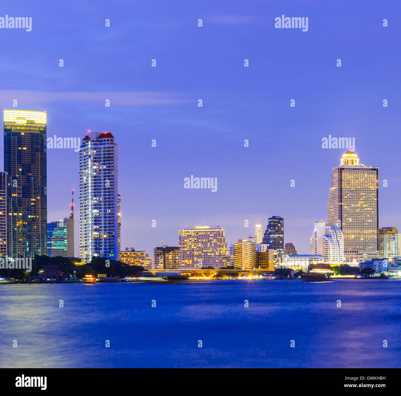 Bangkok skyline at night Stock Photo - Alamy