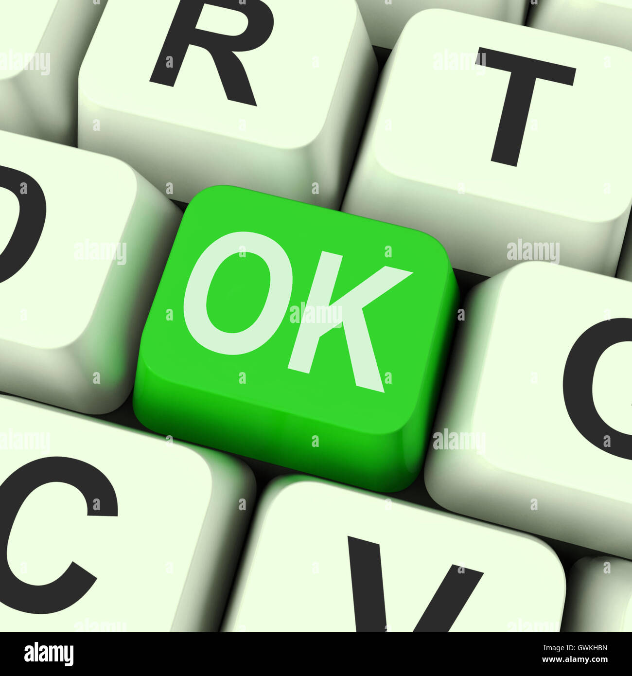 Ok Key Means Correct Or Approval Stock Photo