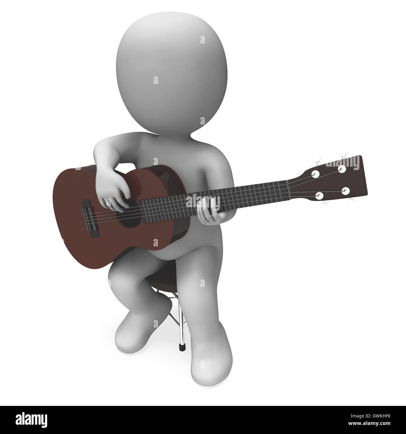 Acoustic Guitarist Character Shows Guitar Music And Performing Stock Photo