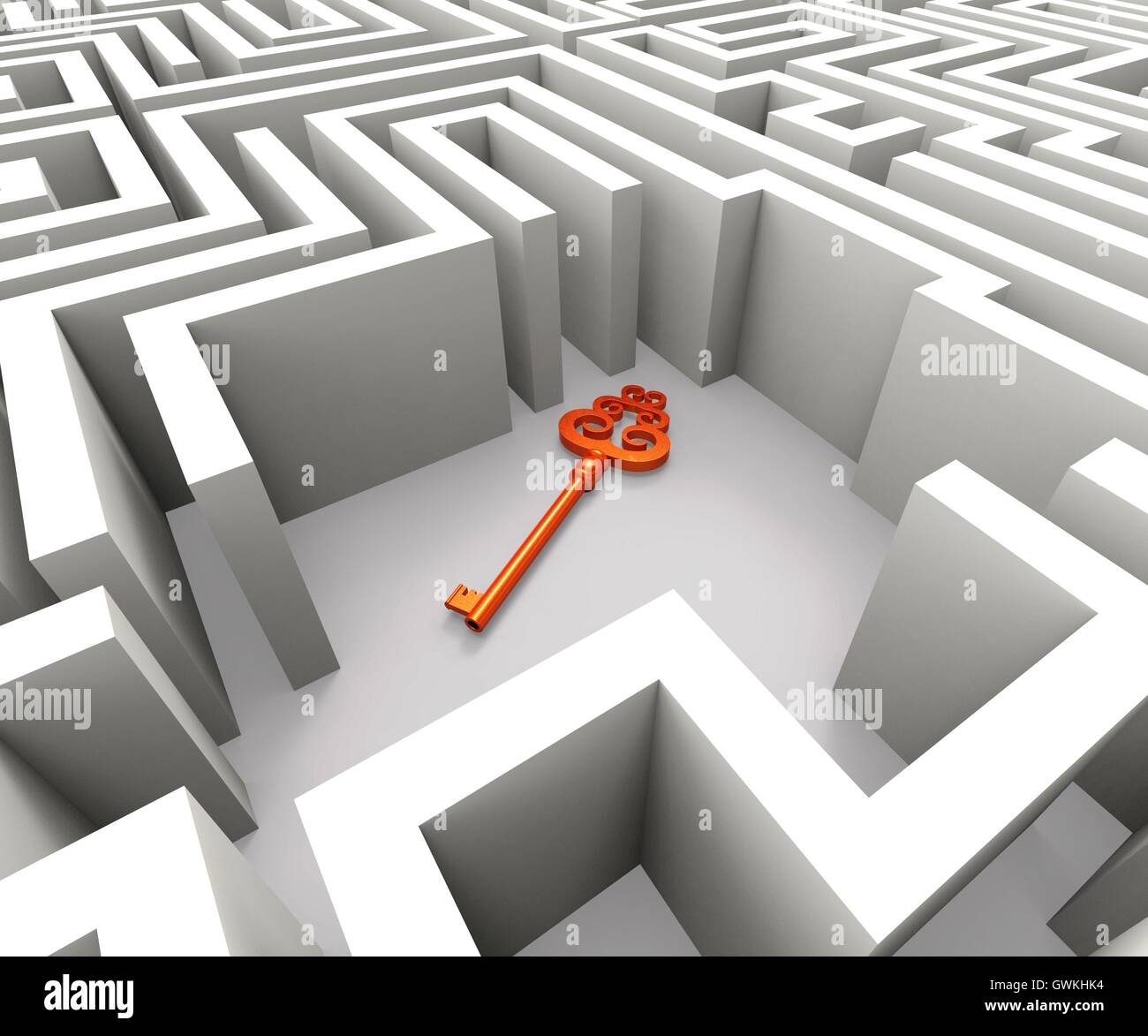 Lost Key In Maze Shows Security Solution Stock Photo - Alamy