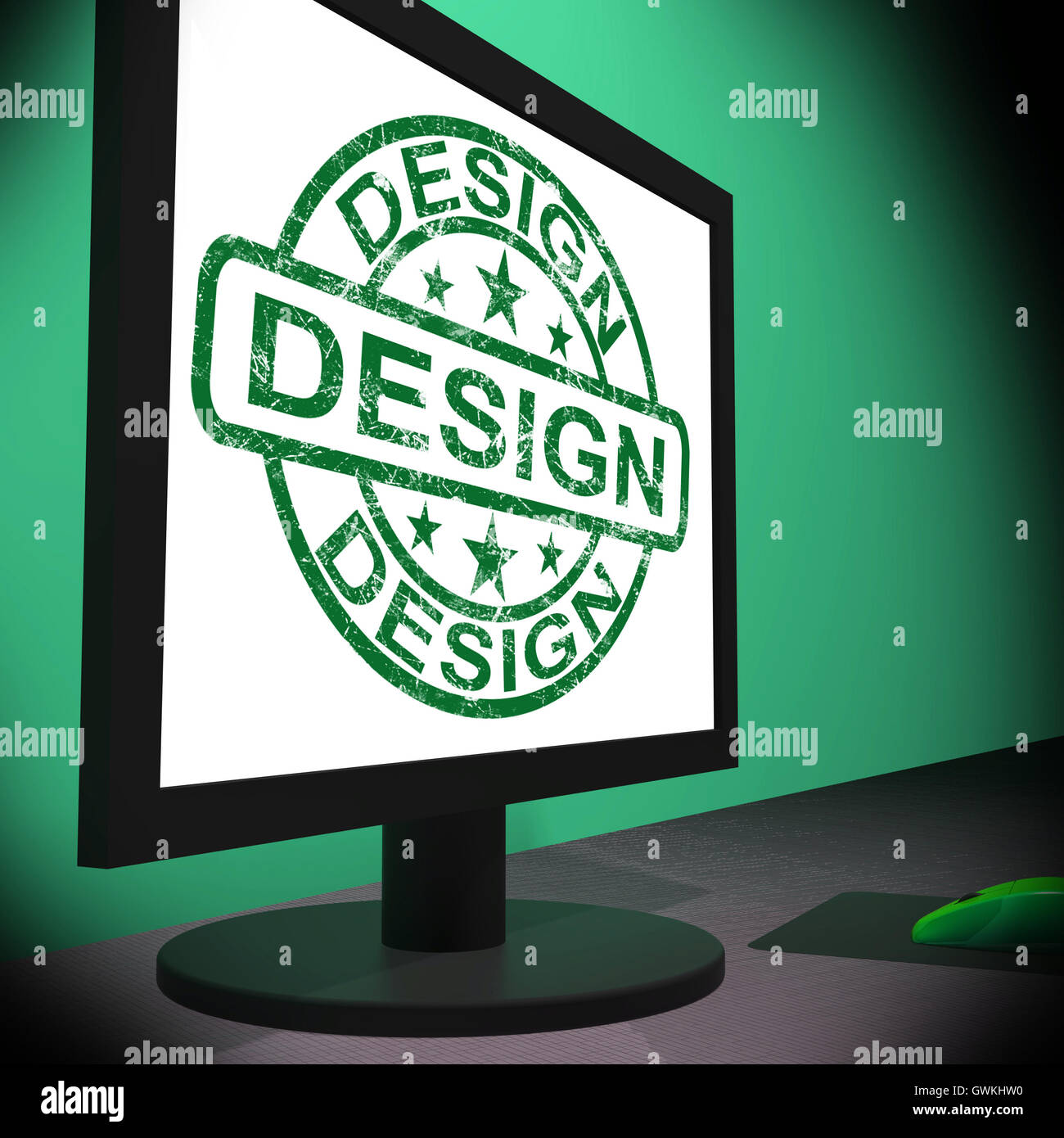 Design On Monitor Shows Creativity Artistic Designing Stock Photo - Alamy