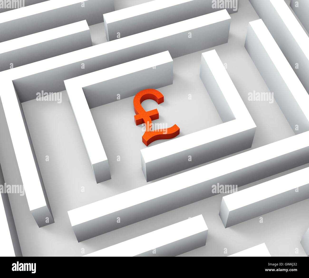 Pound Currency In Maze Shows Finding Pounds Stock Photo