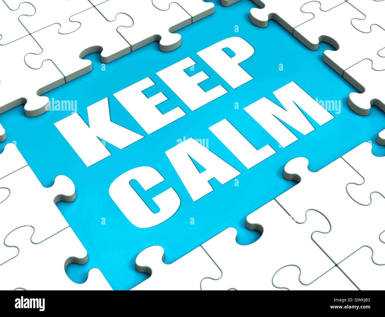 Keep Calm Puzzle Shows Calmness Relax And Composed Stock Photo