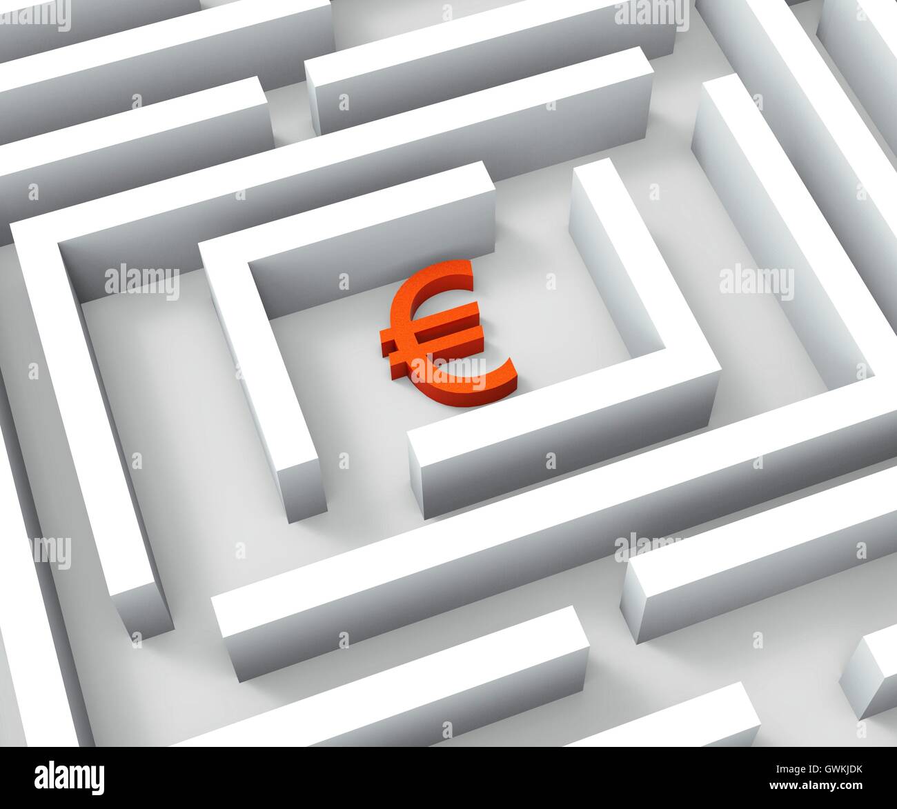 Euro Sign In Maze Shows Euros Credit Stock Photo