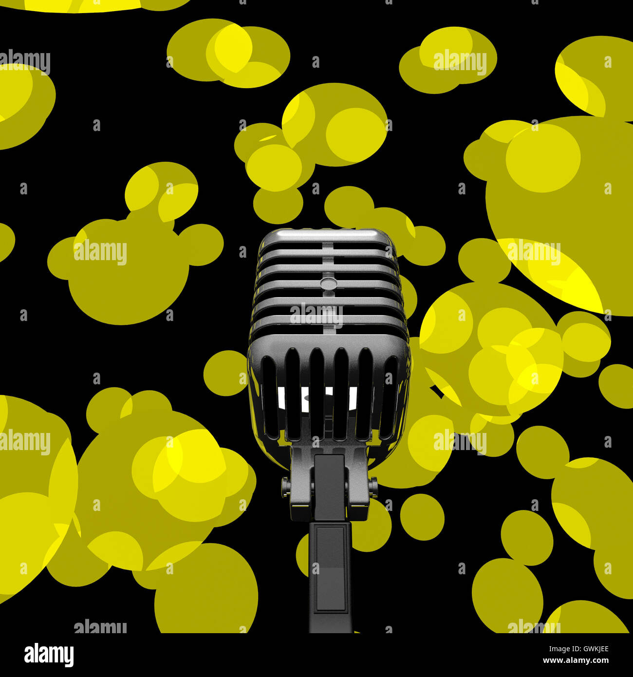 Microphone And Lights Shows Mic Concert Performance Or Music Sho Stock Photo