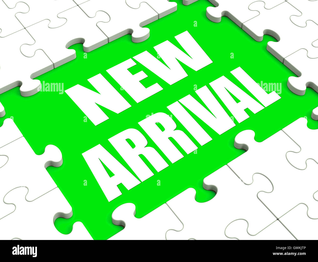 New Arrival Puzzle Shows Latest Products Announcement Arriving Stock Photo