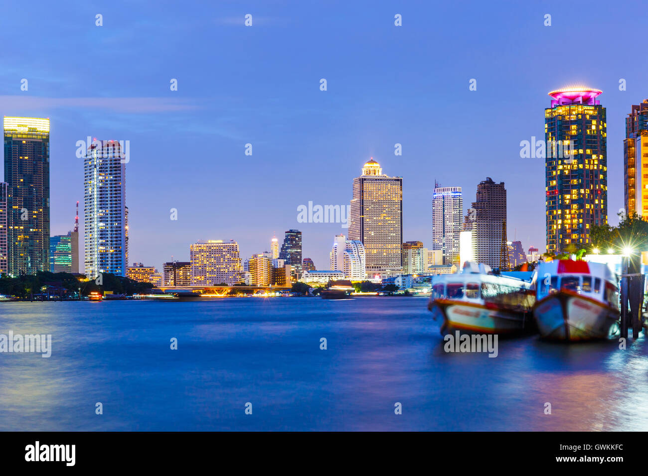 Bangkok skyline at night Stock Photo - Alamy