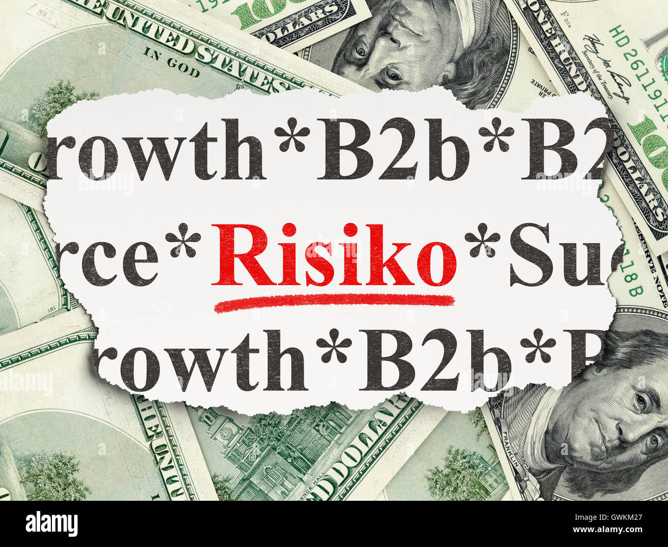 Business concept: Risiko(german) on Money background Stock Photo