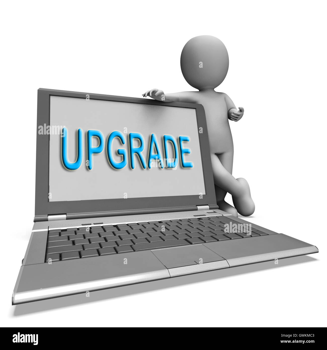 Upgrade Laptop Means Improve Upgrading Or Updating Stock Photo
