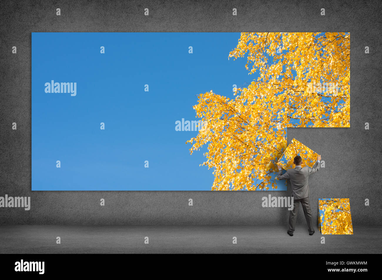 businessman collects the image Stock Photo - Alamy