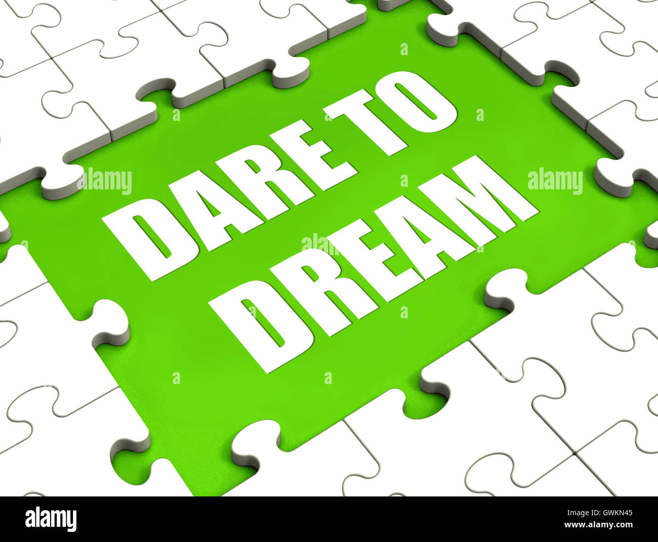 Dare To Dream Puzzle Shows Dreaming Hope And Imagination Stock Photo