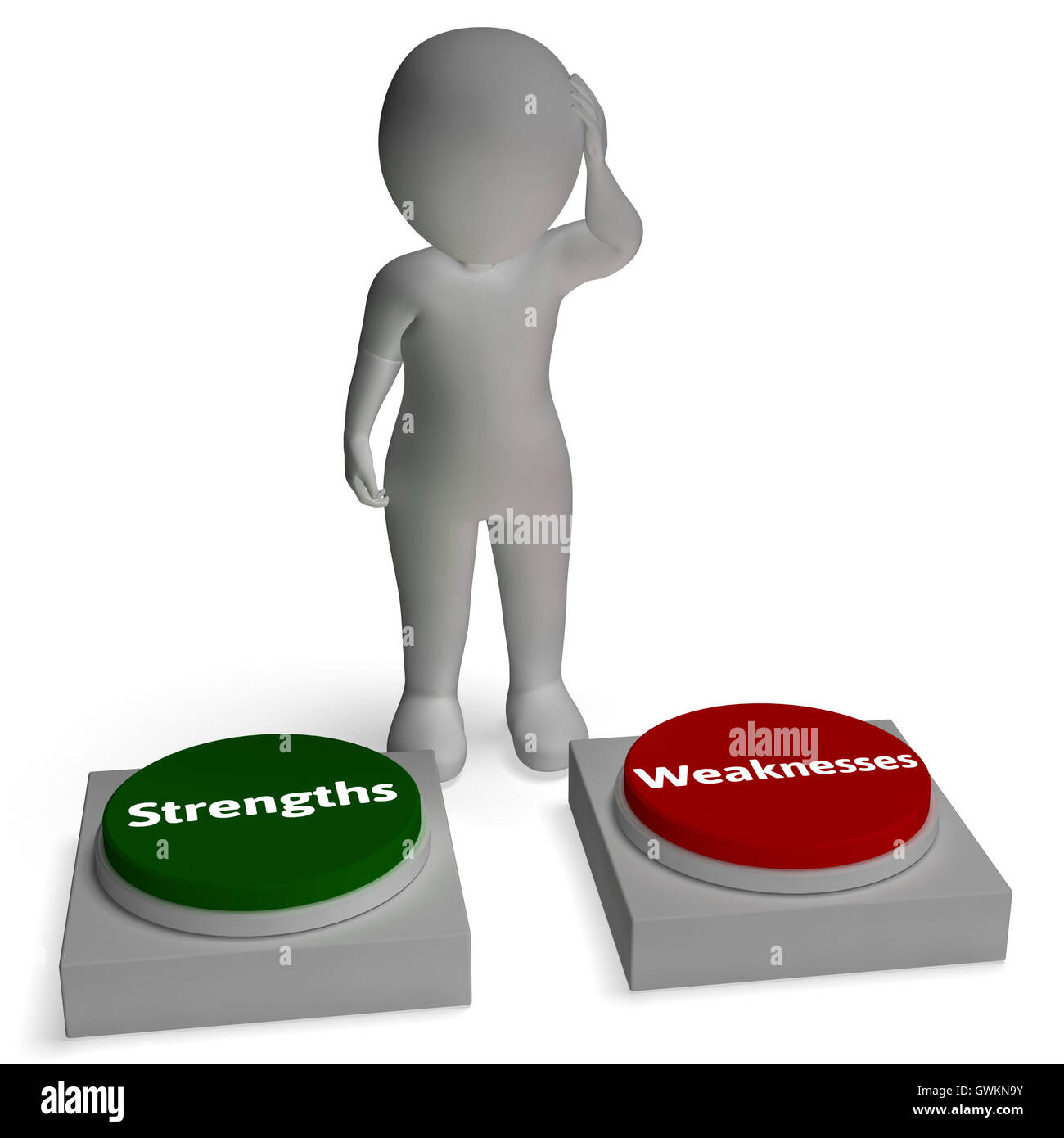 Strengths Weaknesses Buttons Shows Weakness Or Strength Stock Photo