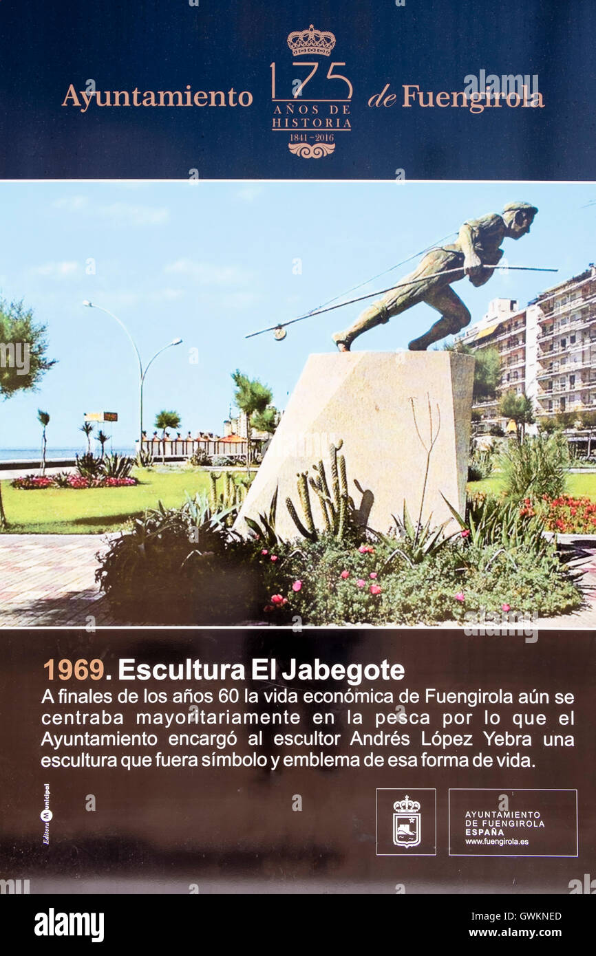 Sculpture of "El Jabegote". 1969, Fuengirola  promenade, Costa del Sol, Málaga, Spain Stock Photo