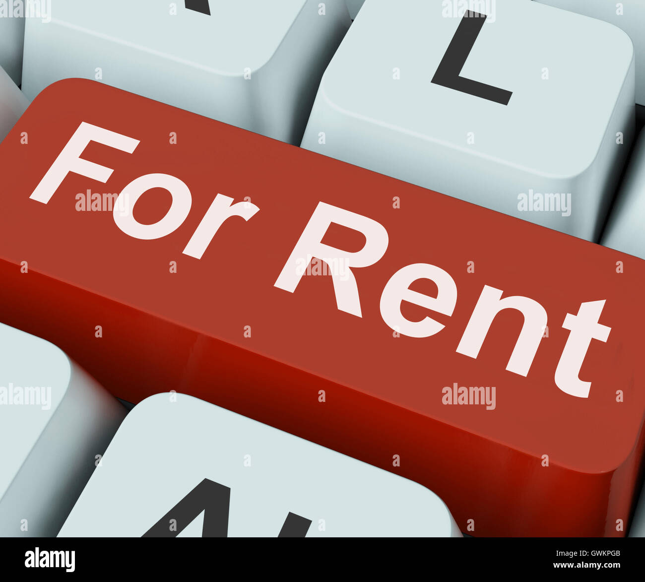 For Rent Key Means Lease Or Rental Stock Photo
