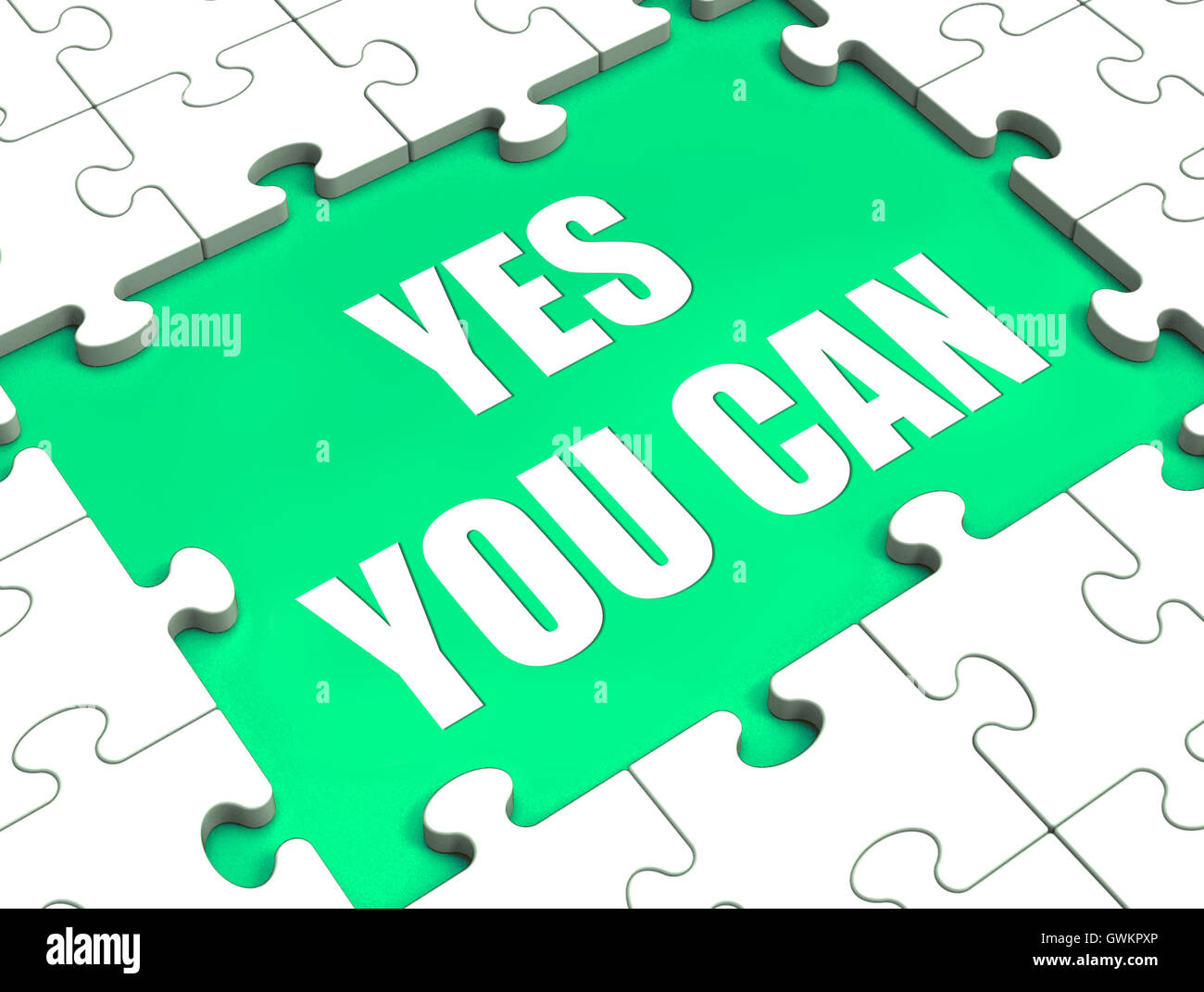 Yes You Can Puzzle Shows Inspiration Motivation And Achievement Stock Photo