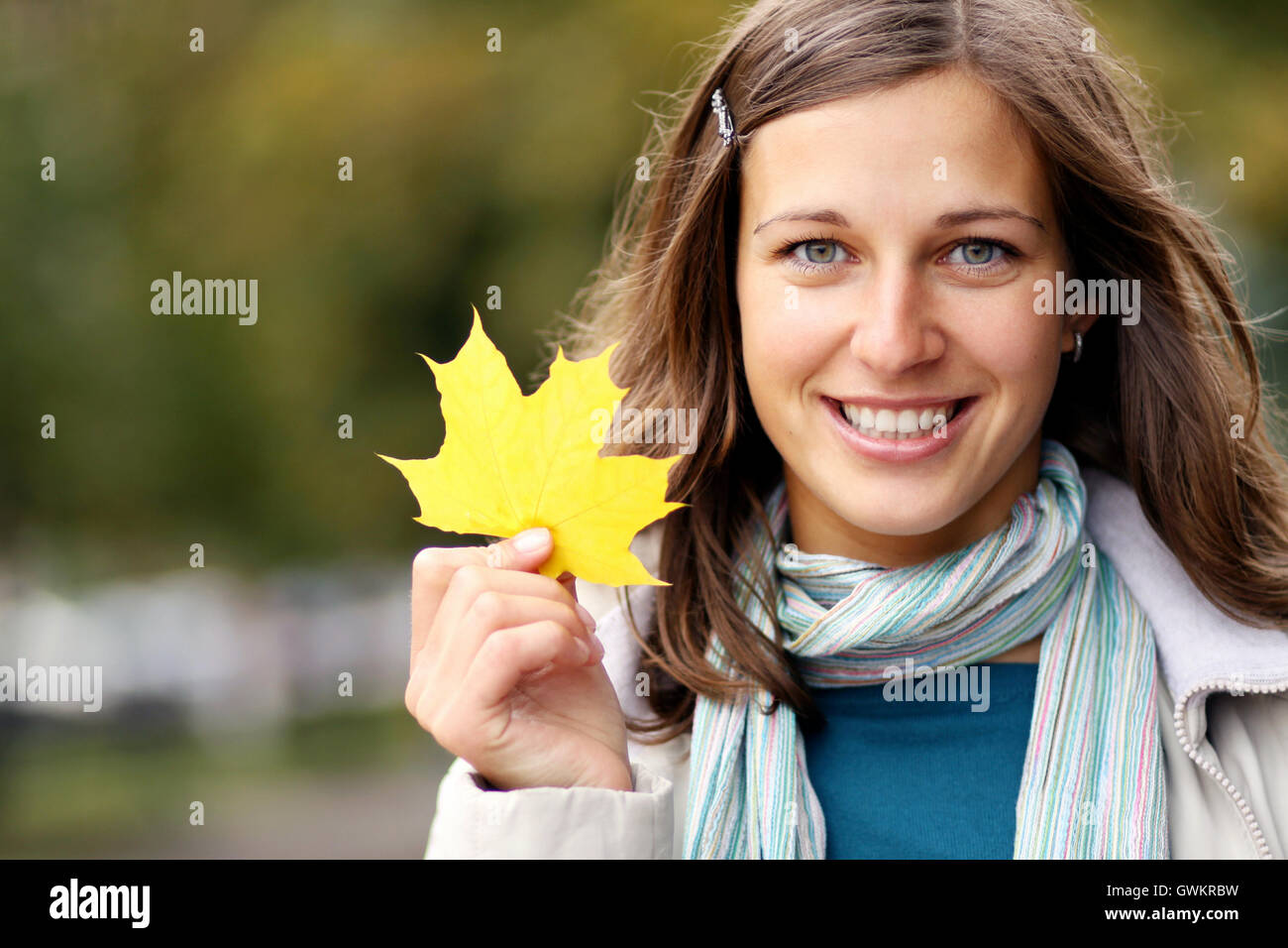 Closeup portrait of a happy young woman smiling Stock Photo - Alamy