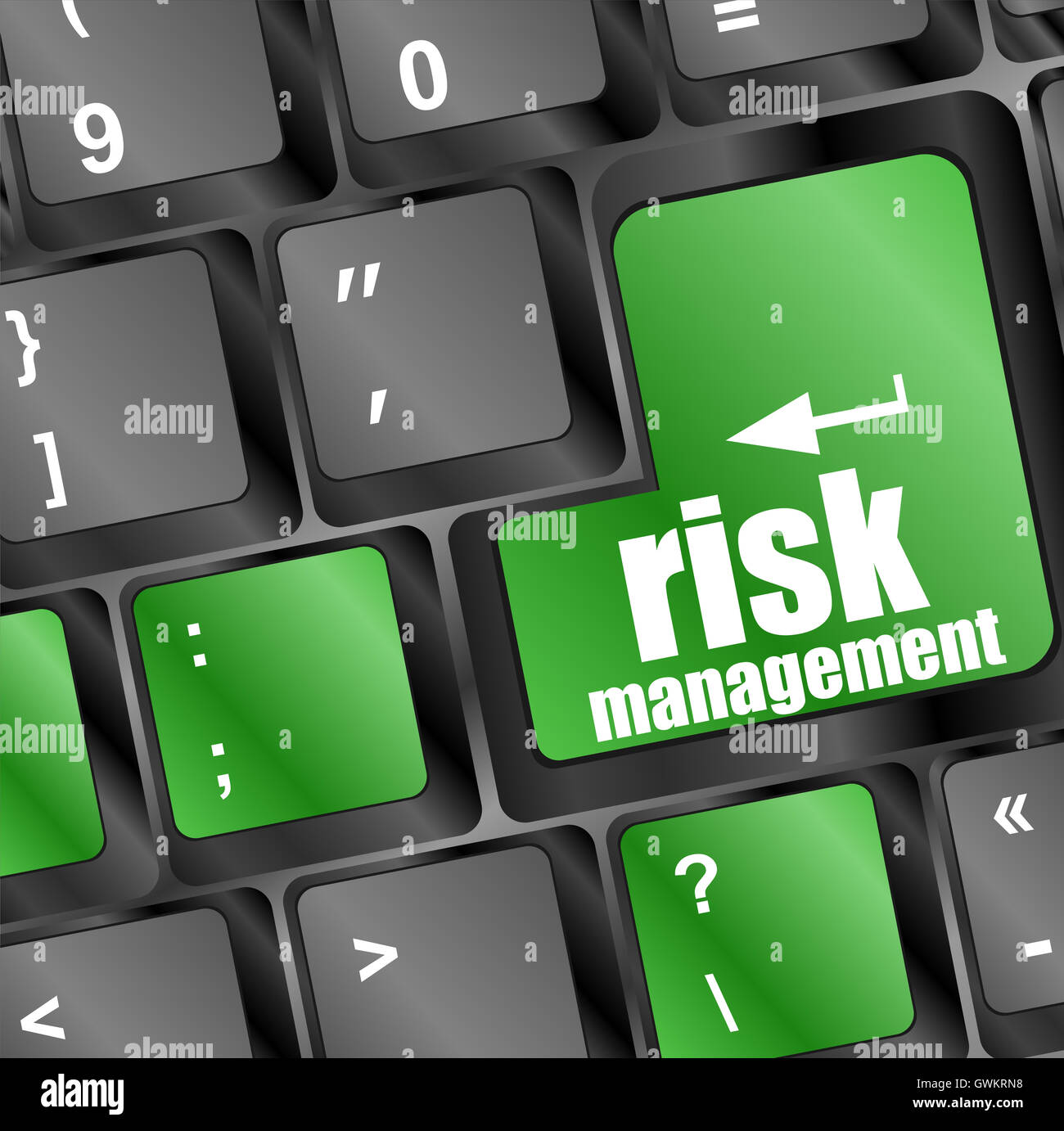 Keyboard with risk management button, internet concept Stock Photo - Alamy