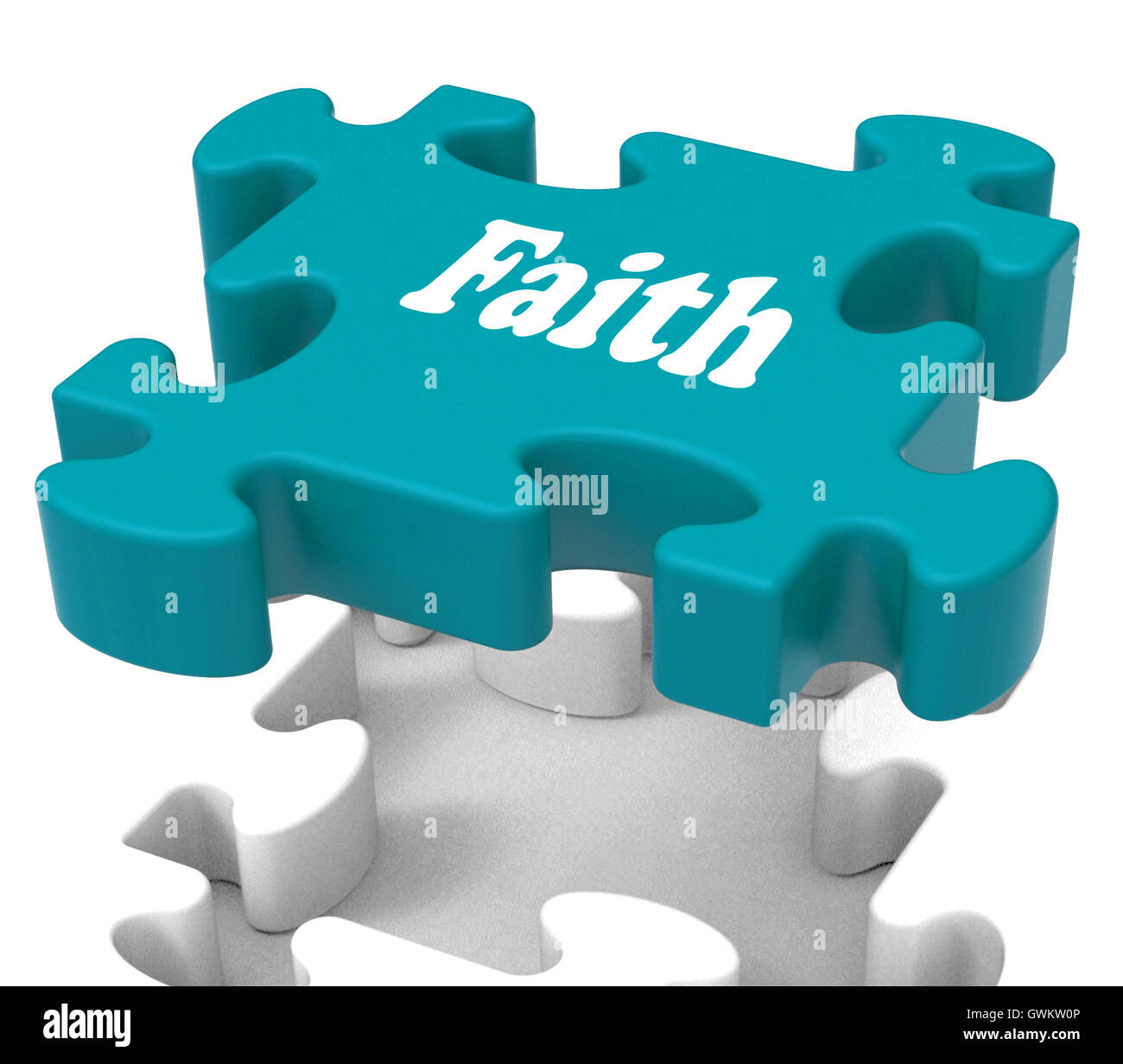 Faith Jigsaw Shows Believing Religious Belief Or Trust Stock Photo