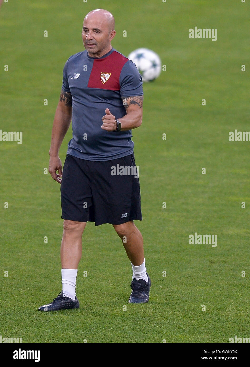 Jorge Sampaoli Gestures During The Training Before The Uefa Champions Stock Photo Alamy