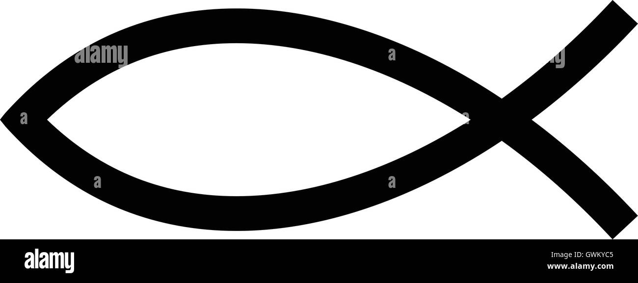Christian fish symbol , black isolated vector illustration Stock Vector