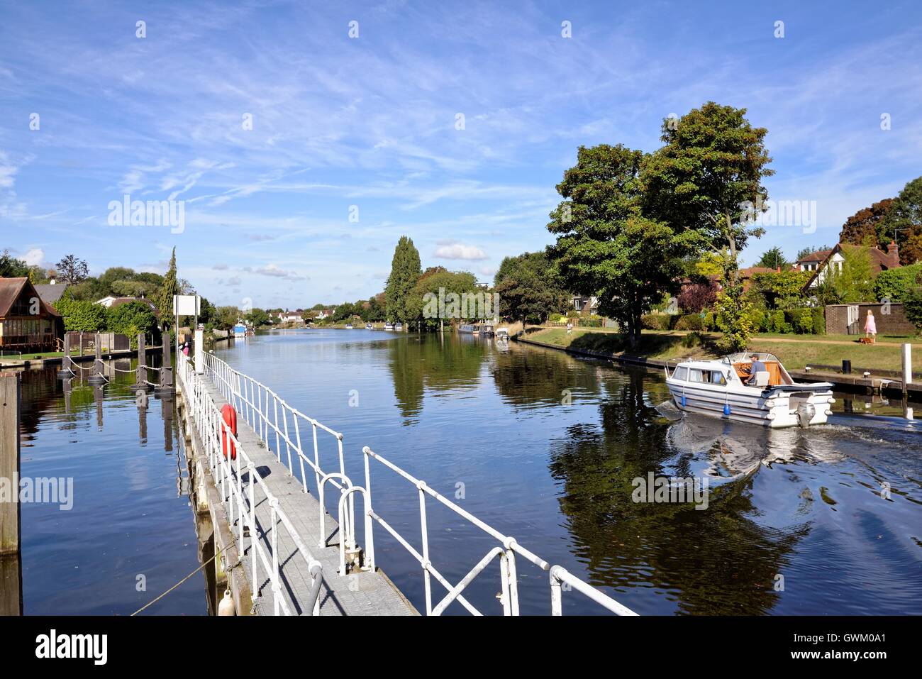 The River Thames at Penton Hook,Laleham on a summers day Stock Photo