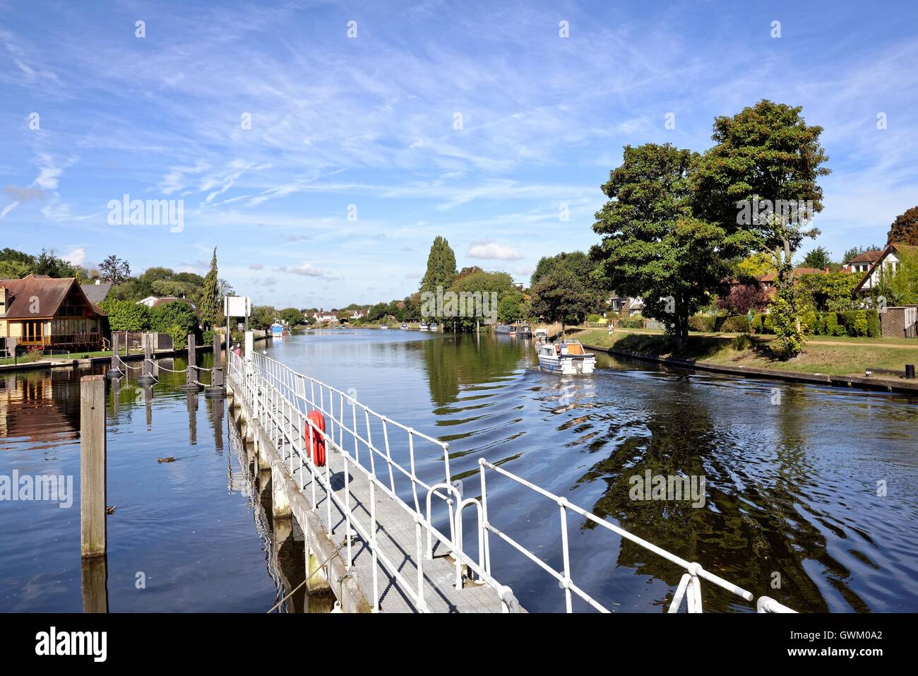 The River Thames at Penton Hook,Laleham on a summers day Stock Photo