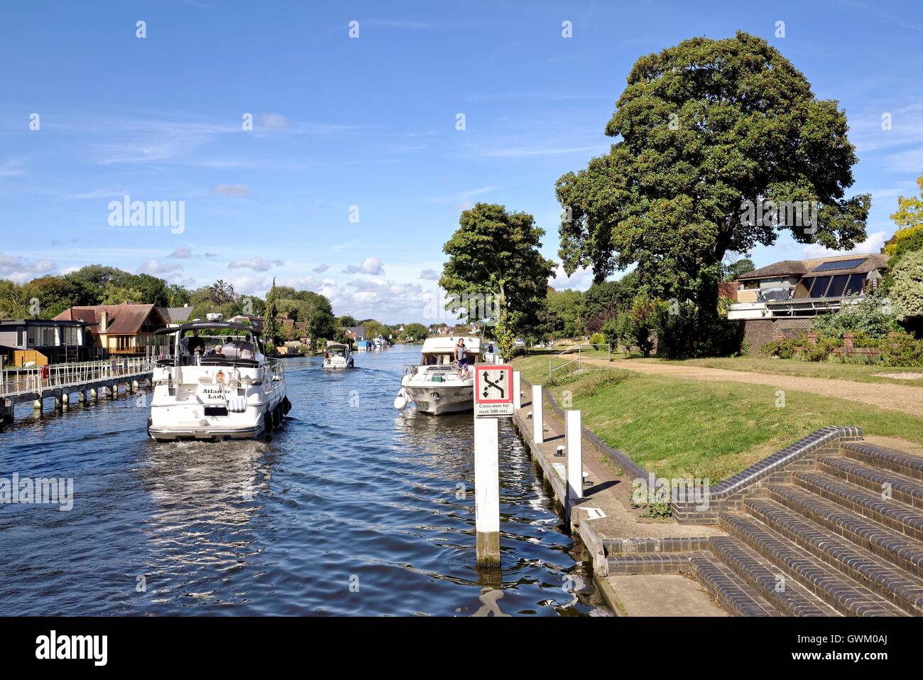 The River Thames at Penton Hook,Laleham on a summers day Stock Photo