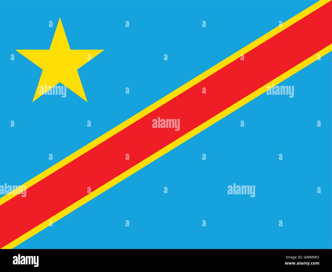 Democratic Republic of the Congo flag, official colors and proportion, accurate vector illustration. Stock Vector