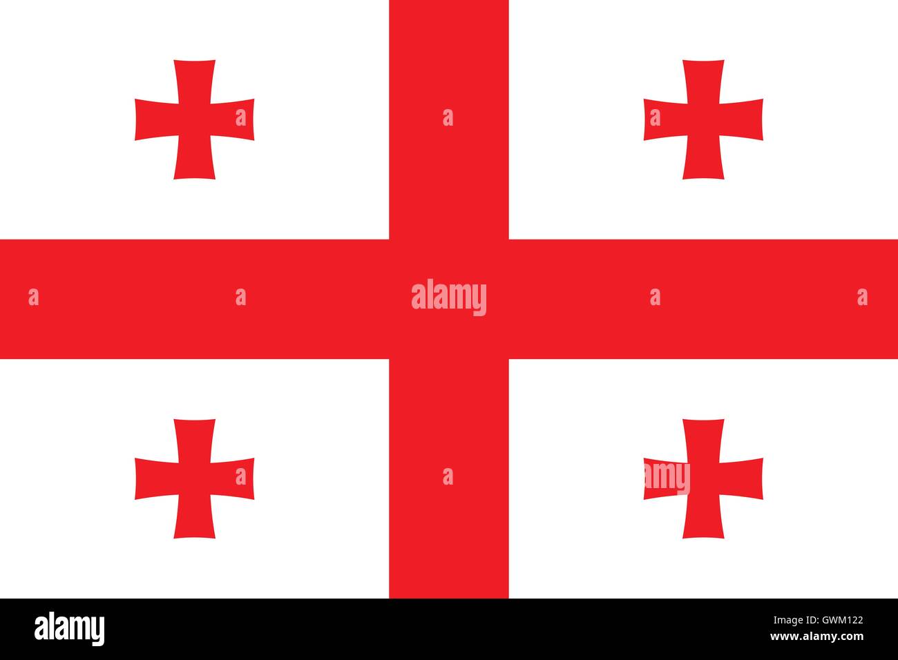 Georgia flag, Five Cross Flag, official colors and proportion, accurate vector illustration. Stock Vector