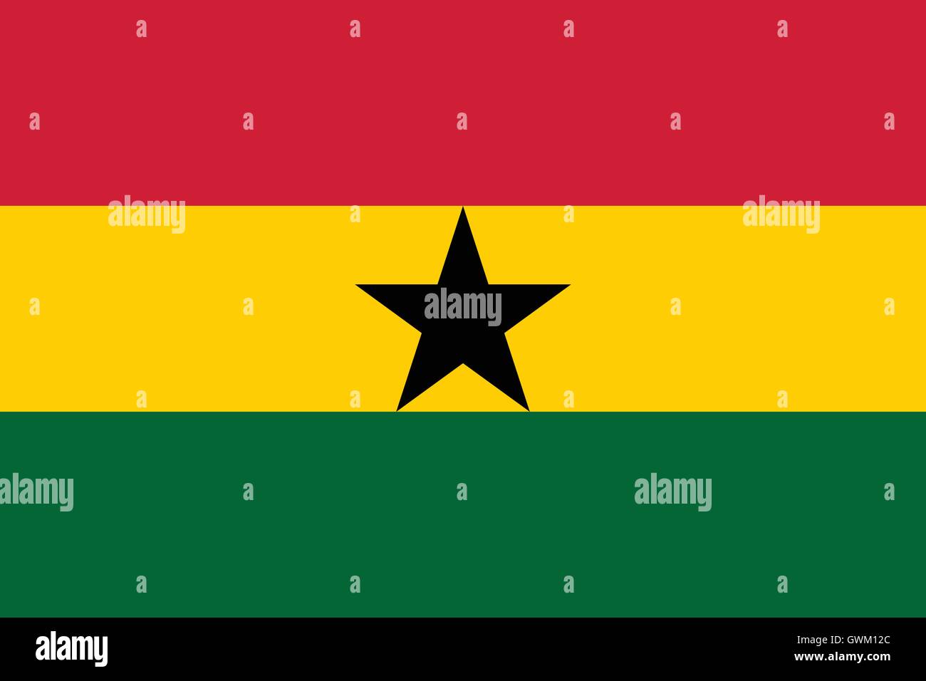 Ghana flag, official colors and proportion, accurate vector illustration. Stock Vector