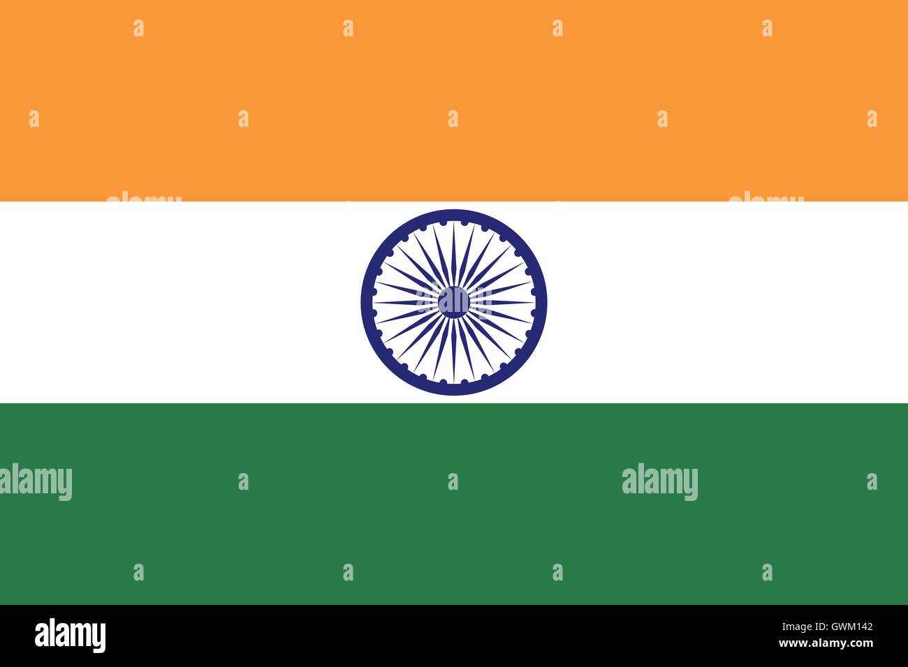India flag, official colors and proportion, accurate vector illustration. Stock Vector