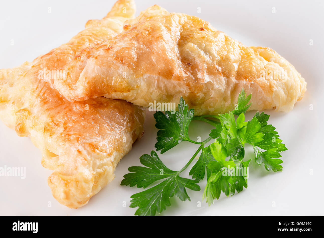 croissants on white plate. Stock Photo