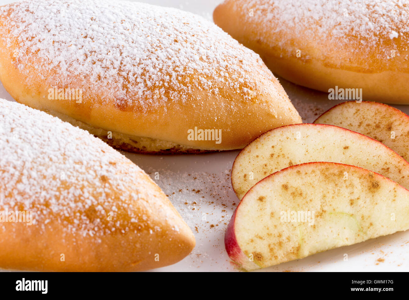 close up of patties with apples. Stock Photo