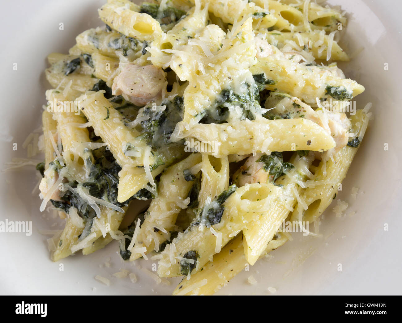 close up of pasta with cheeses. Stock Photo