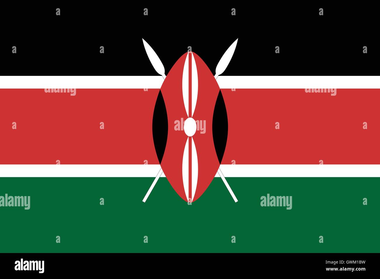 Kenya flag, official colors and proportion, accurate vector illustration. Stock Vector