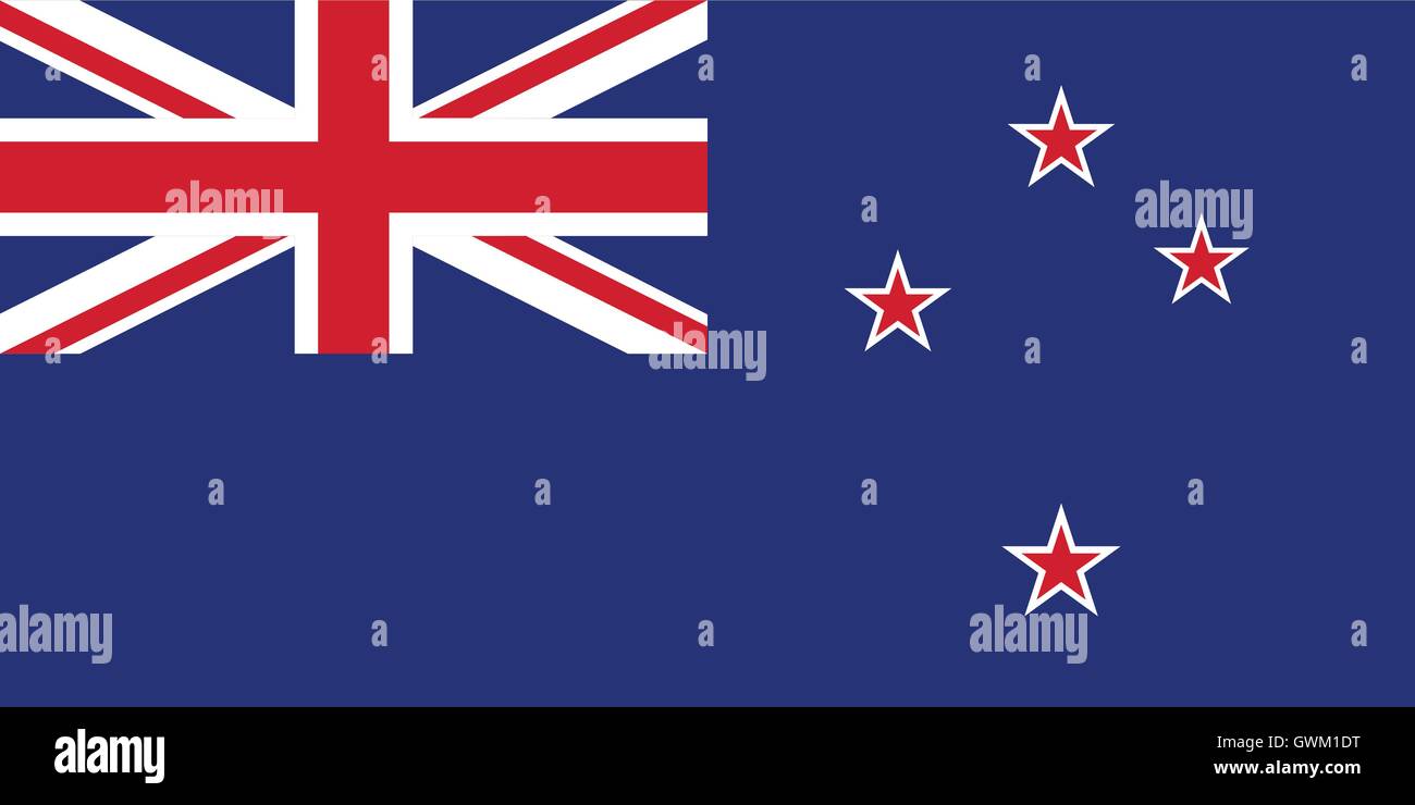 New Zealand flag, official colors, correct proportion, accurate vector illustration. Stock Vector