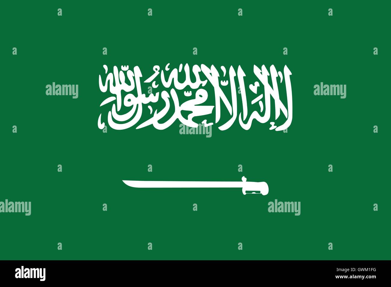 Saudi Arabia flag, correct colors and proportion, accurate vector illustration. Stock Vector