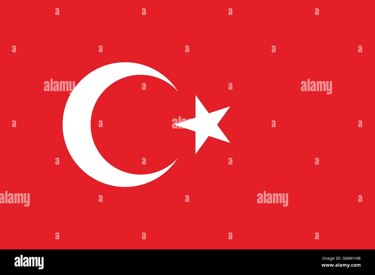 Flag of Turkey. Official colors and correct proportion , vector illustration. Stock Vector