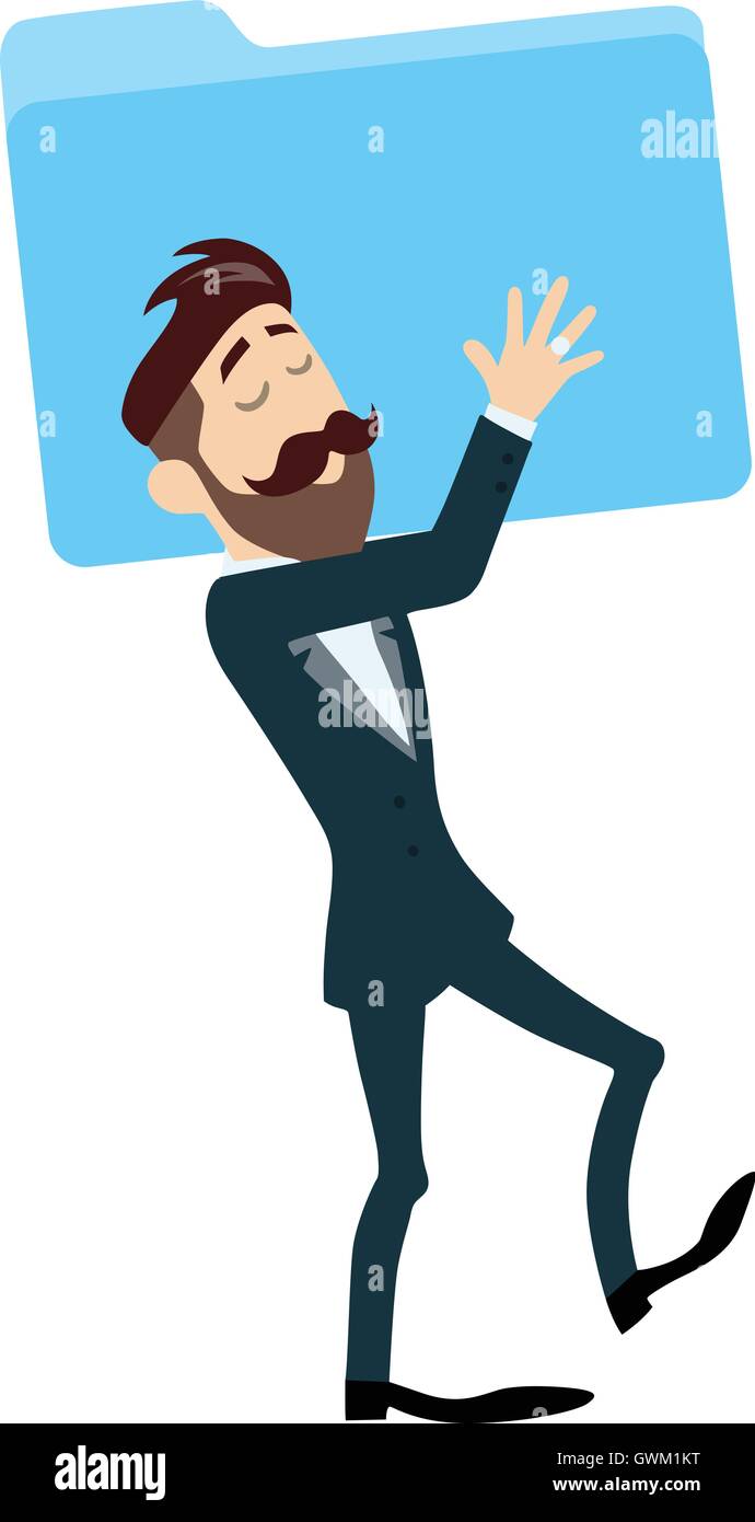 Successful Businessman Holding Folder Vector Illustration Stock Vector