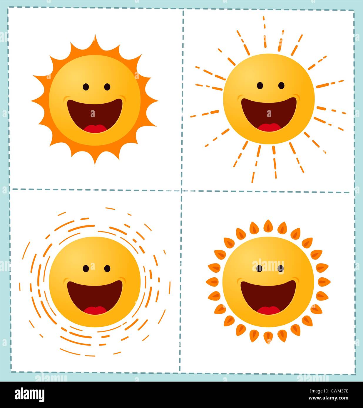 collection of 4 orange sun icons for summer season Stock Vector Image ...