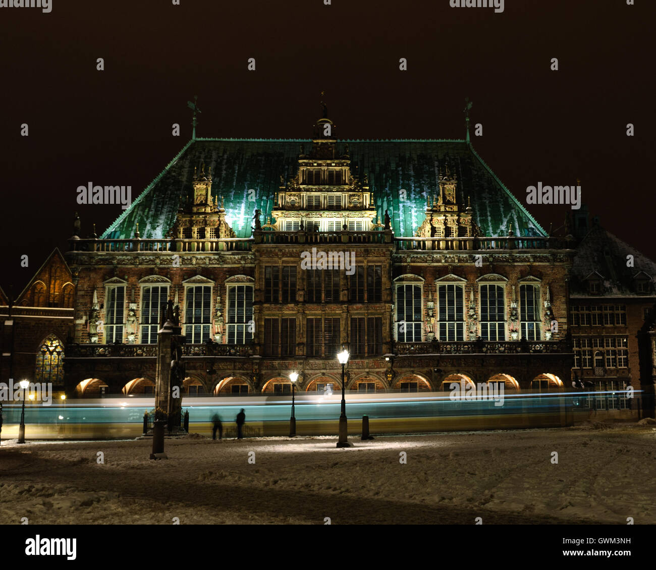 Bremen view of the market square with city hall and Roland statue in