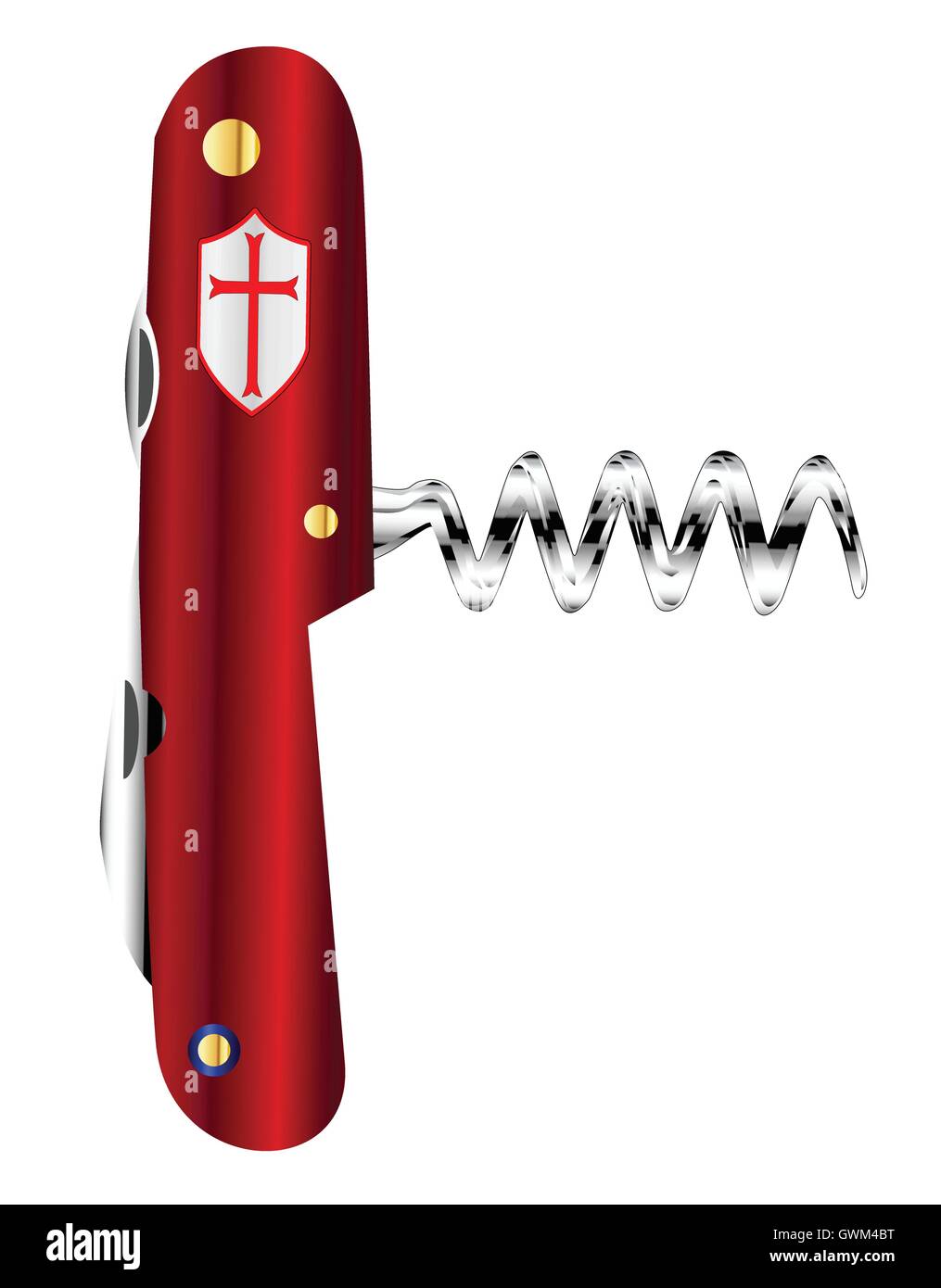 A Swiss style army knife with blade and corkscrew Stock Vector Image ...