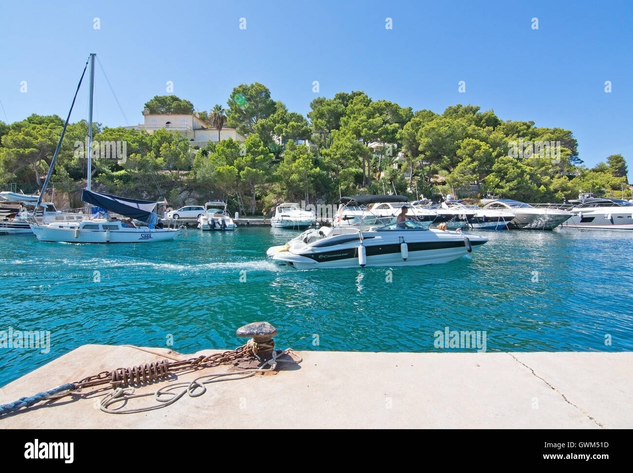 Boats in the marina in Santa Ponsa Nautic Club on a sunny summer day on September 3, 2016 in Santa Ponsa, Mallorca, Spain Stock Photo