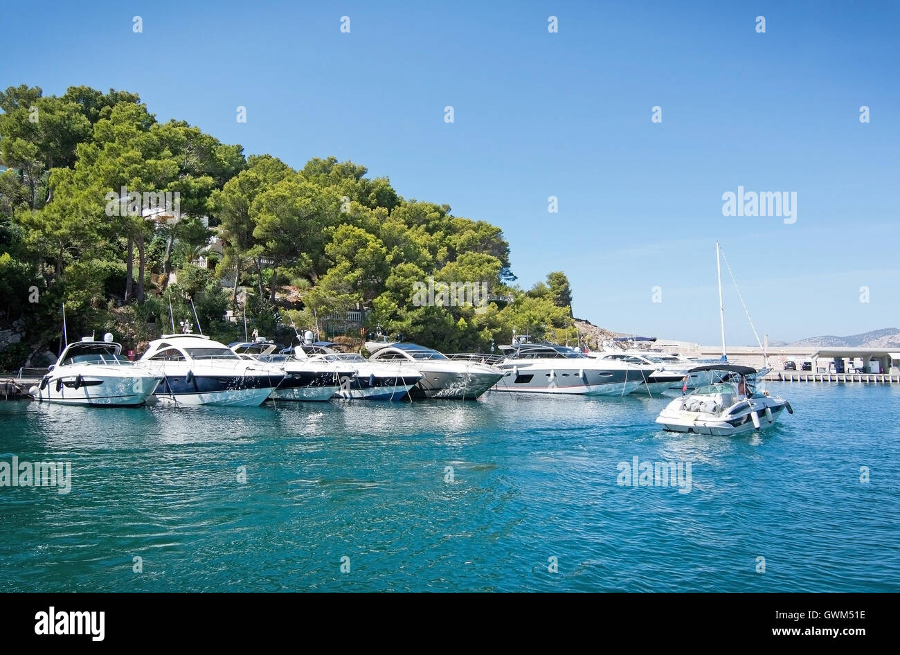 Boats in the marina in Santa Ponsa Nautic Club on a sunny summer day on September 3, 2016 in Santa Ponsa, Mallorca, Spain Stock Photo