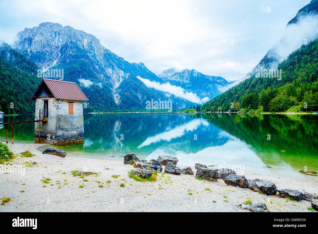 Beautiful landscape, lake with mountain in background Stock Photo - Alamy