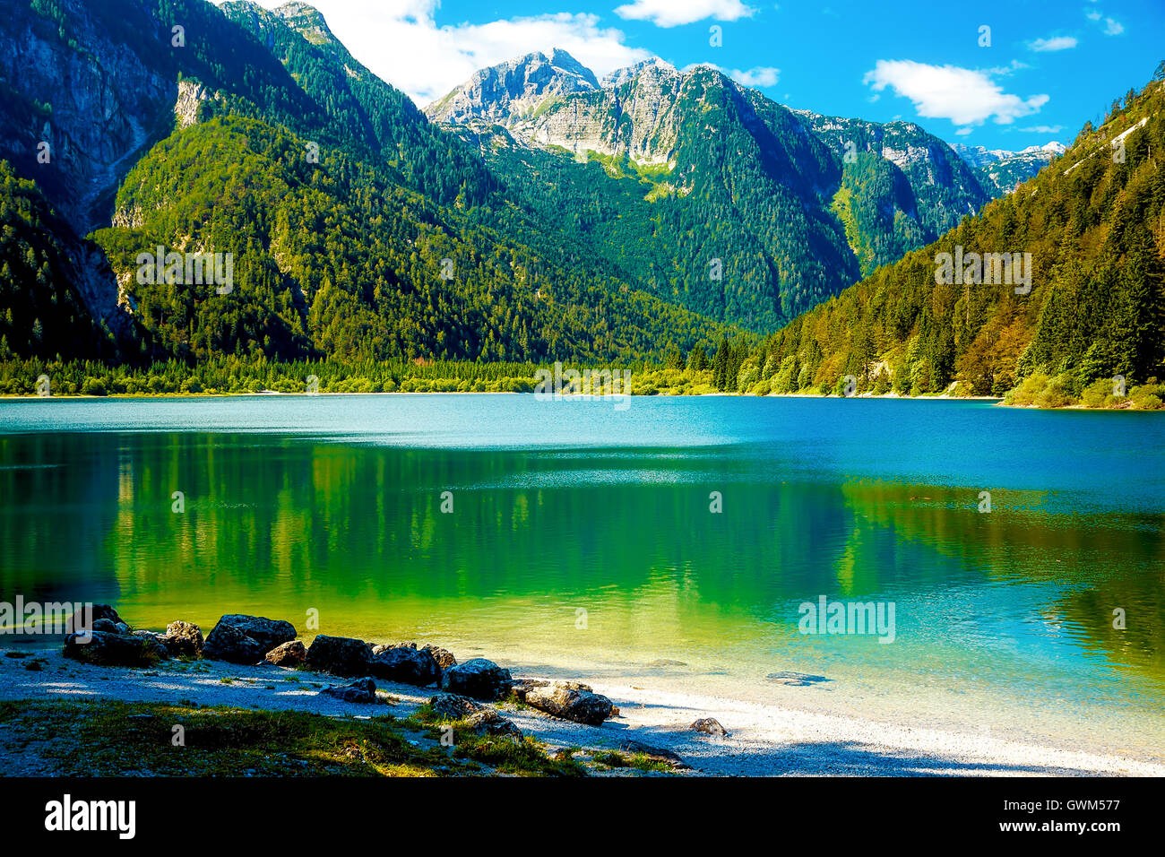 Beautiful landscape, lake with mountain in background Stock Photo - Alamy