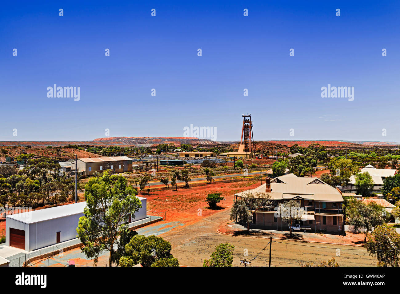 Aerial view of Kalgoorlie Boulders town in Western Australia - mining settlement to dig gold ore from the biggest open pit mine Stock Photo